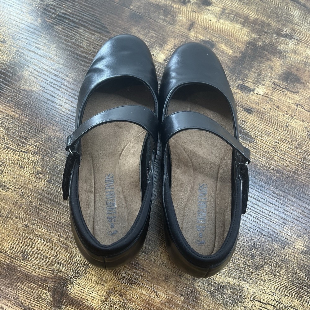 Women's Black Leather Mary Janes 90s Y2K Whimsigoth Style Size 8 EU 39 - Picture 5 of 8